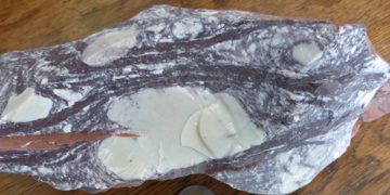 Muestra: Piedra Nacional; vetas de la roca de Combarbalá.
