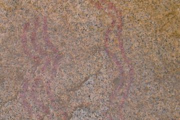 Muestra: Pictografías rojas sobre roca, Valle del Encanto.